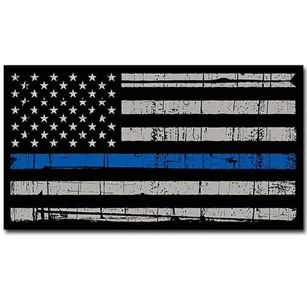 Distressed Montana State Shaped Subdued US Flag Thin Blue Line Sticker police MT